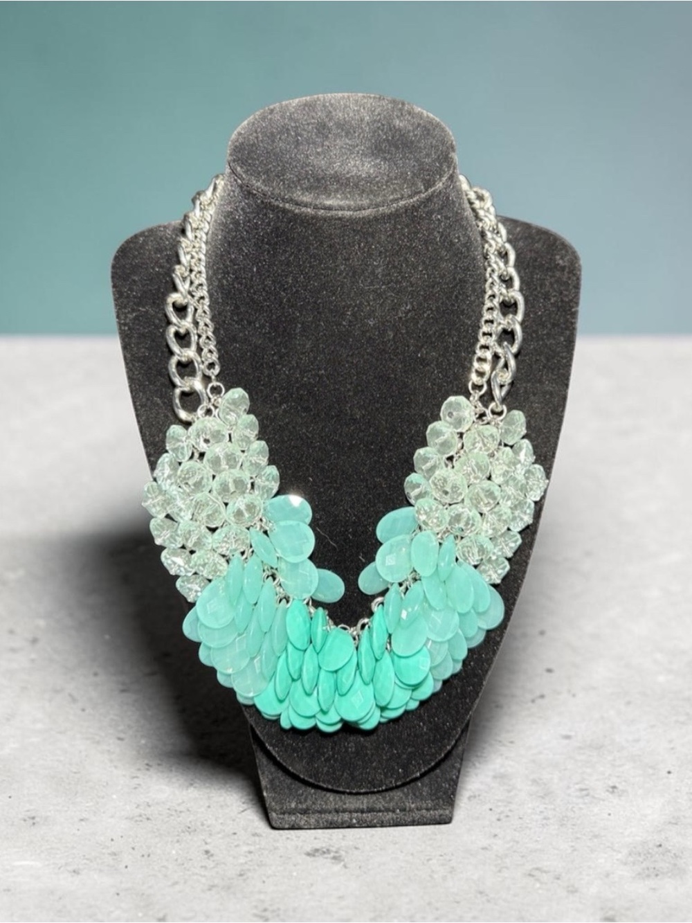 Talbots Vintage Teal Cluster Necklace